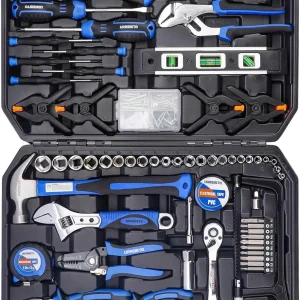 NSOUR 168-Piece Socket Wrench Auto Repair Tool Combination Package Mixed Tool Set Hand Tool Kit with Plastic