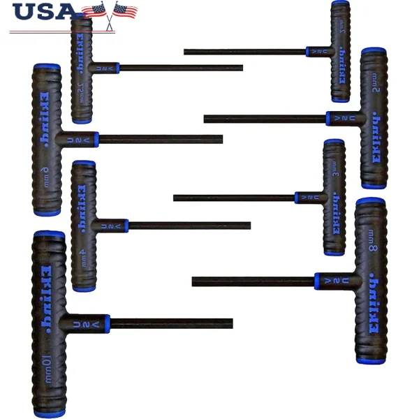 Metric Hex Key T Handle Wrench Set 8 Pieces 2-10mm Industrial Grade Alloy Steel Comfort Grip Tools
