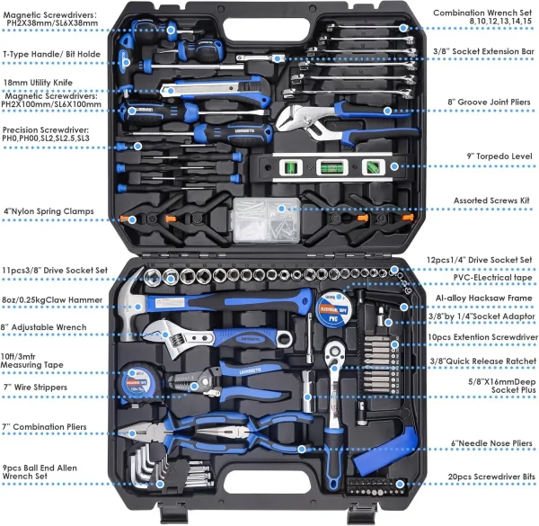NSOUR 168-Piece Socket Wrench Auto Repair Tool Combination Package Mixed Tool Set Hand Tool Kit with Plastic - Image 2