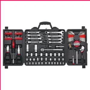 101 Piece Mechanics Tool Set Metric SAE Socket Wrench Garage Tools Hand Tools Ratchet Pliers Extension Bits Tire Gauge Voltage